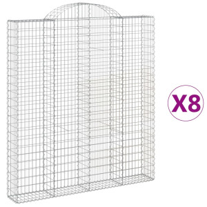 Cestos gabião arqueados 8pcs 200x30x220/240cm ferro galvanizado H