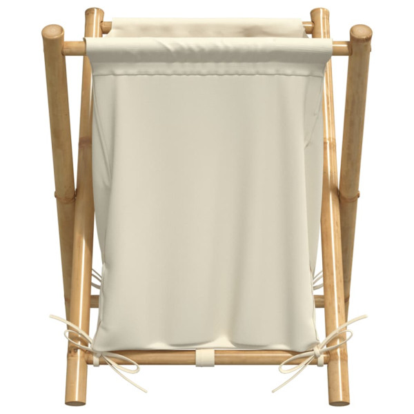 Cesto de la ropa sucia de bambú blanco crema 45x55x63.5 cm M 4