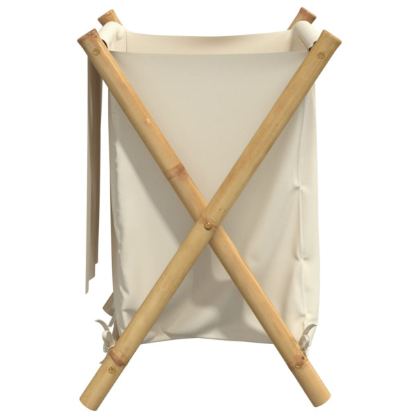 Cesto de la ropa sucia de bambú blanco crema 45x55x63.5 cm M 5