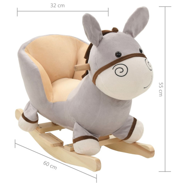 Burro balancín de peluche con respaldo gris 60x32x55 cm M 5