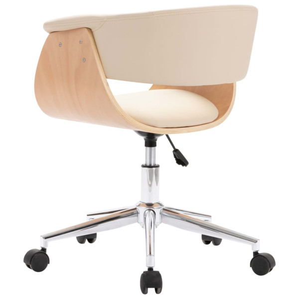 Silla de oficina giratoria madera curvada cuero sintético crema M 5
