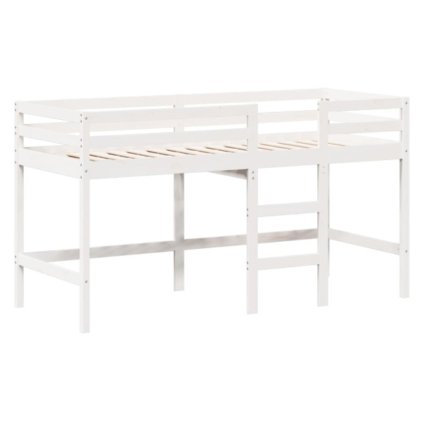 Cama alta escalera y techo madera maciza pino blanca 90x190 cm M 5