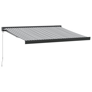 Toldo retráctil aluminio y tela gris antracita y blanco 3x2.5 m H