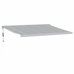 Toldo retráctil aluminio y tela gris antracita y blanco 4x3 m H