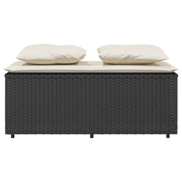 3 pcs conjunto de jantar p/ jardim c/ almofadões vime PE preto M 5