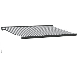 Toldo retráctil aluminio y tela gris antracita y blanco 4x3 m H