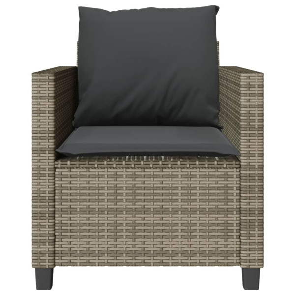 3 pcs conjunto bistrô com almofadões vime PE cinza M 5