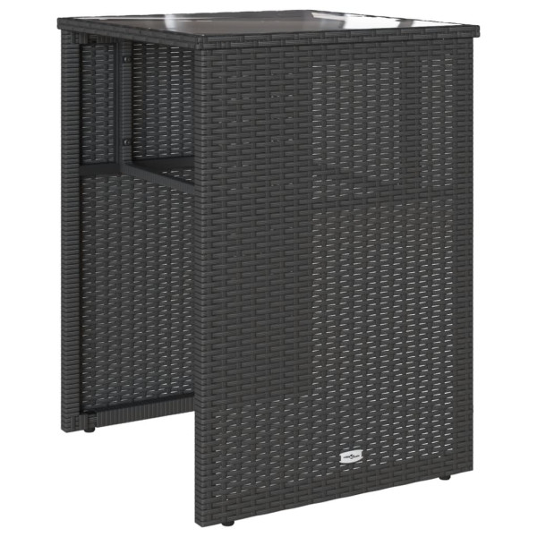 3 pcs conjunto de bistrô com almofadões vime PE preto M 4