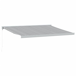 Toldo retráctil aluminio y tela gris antracita y blanco 4x3 m H