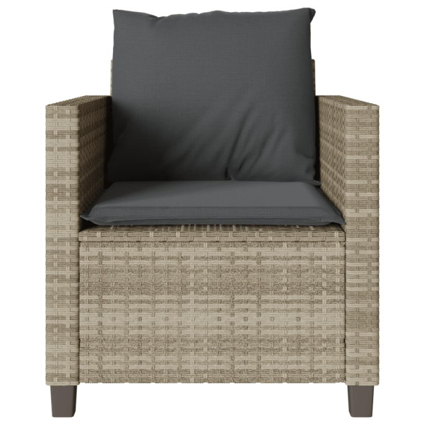 3 pcs conjunto bistrô com almofadões vime PE cinzento claro M 5