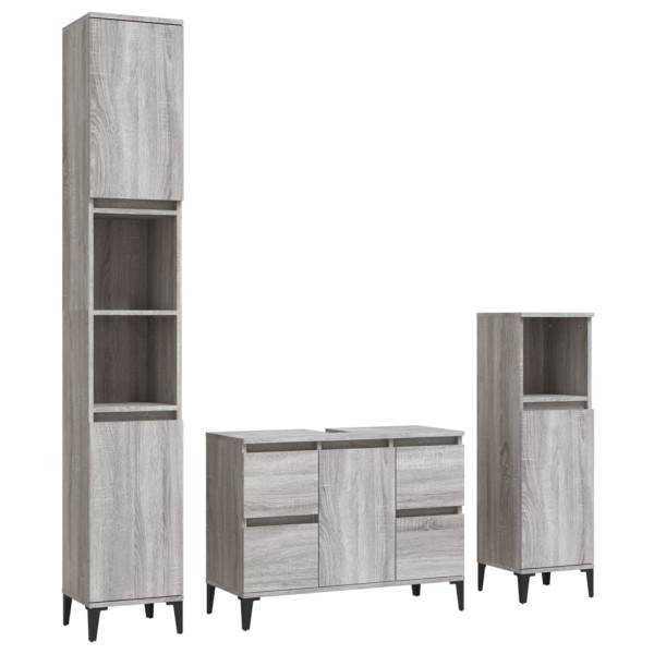 Set de muebles de baño 3 pzas madera contrachapada gris sonoma M 2