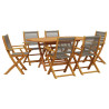 Set de comedor jardín 7 pzas polipropileno madera maciza gris 2