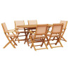 Set de comedor de jardín 7 pzas tela madera maciza beige 2