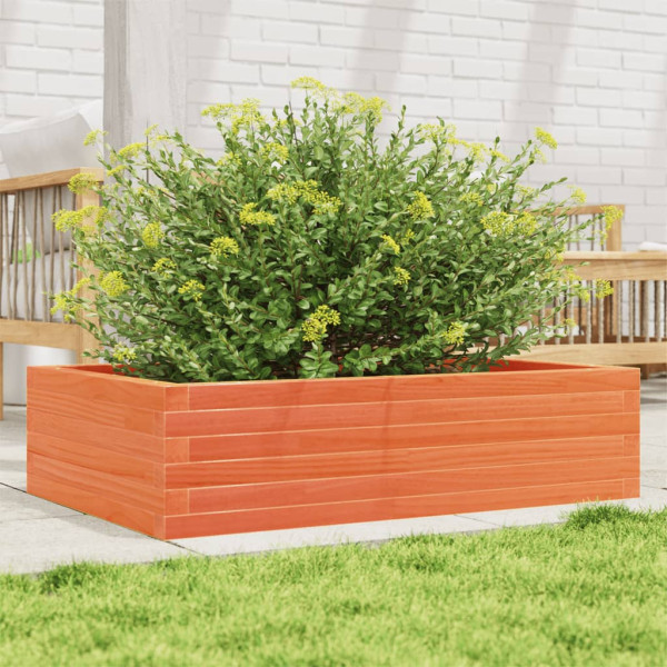 Jardinera madera maciza de pino marrón cera 90x60x23 cm D