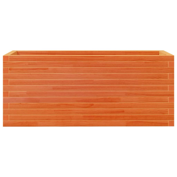 Jardinera de madera maciza de pino marrón cera 110x40x45.5 cm M 5