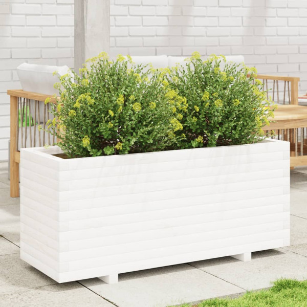 Jardinera madera maciza de pino blanco 110x40x49.5 cm D