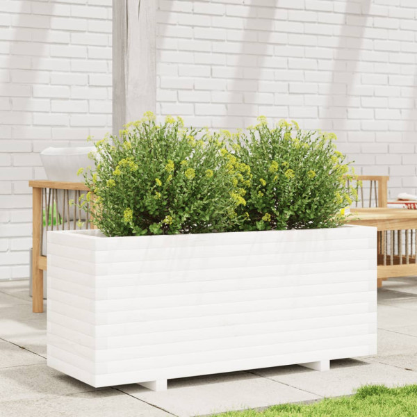 Vaso/floreira de jardim 110x40x49.5 cm pinho maciço branco M 3