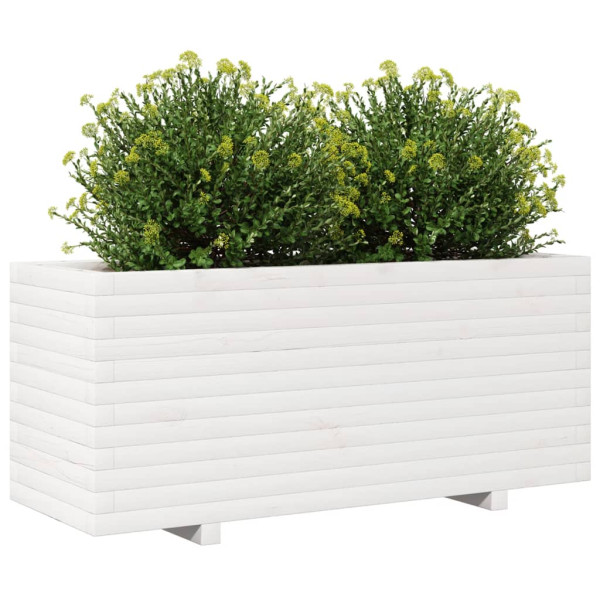 Vaso/floreira de jardim 110x40x49.5 cm pinho maciço branco M 4