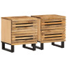 Mesitas de noche 2 uds madera maciza mango rugosa 40x33x46 cm 1