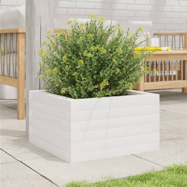 Jardinera de madera maciza de pino blanca 40x40x23 cm M 3