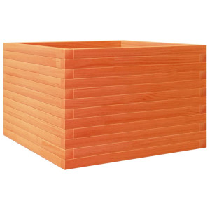 Jardinera madera maciza de pino marrón cera 70x70x45.5 cm H