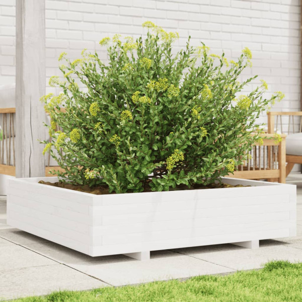 Jardinera madera maciza de pino blanco 100x100x26.5 cm D