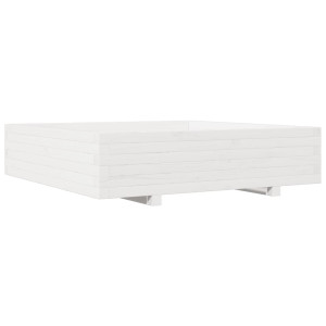 Vaso/floreira de jardim 100x100x26.5 cm pinho maciço branco H
