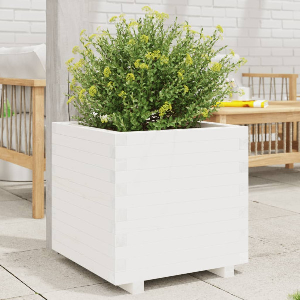 Jardinera madera maciza de pino blanco 60x60x49.5 cm D