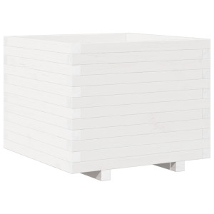 Jardinera madera maciza de pino blanco 60x60x49.5 cm H