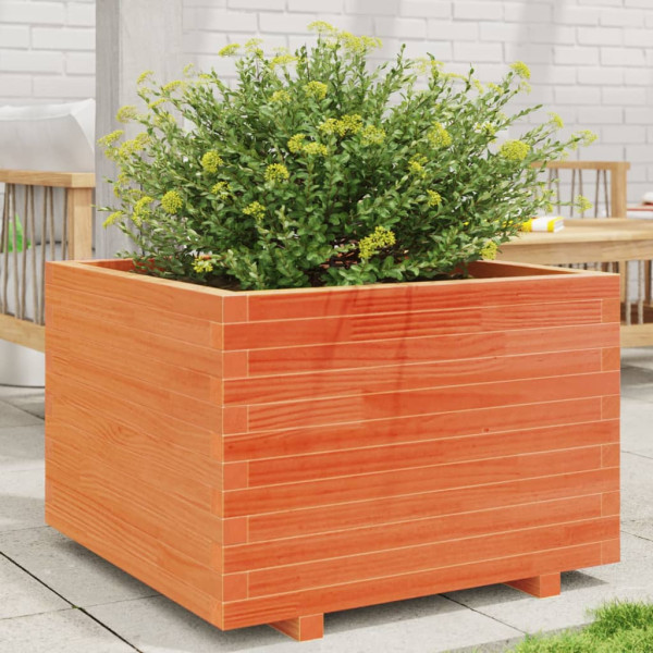 Jardinera madera maciza de pino marrón cera 70x70x49.5 cm D