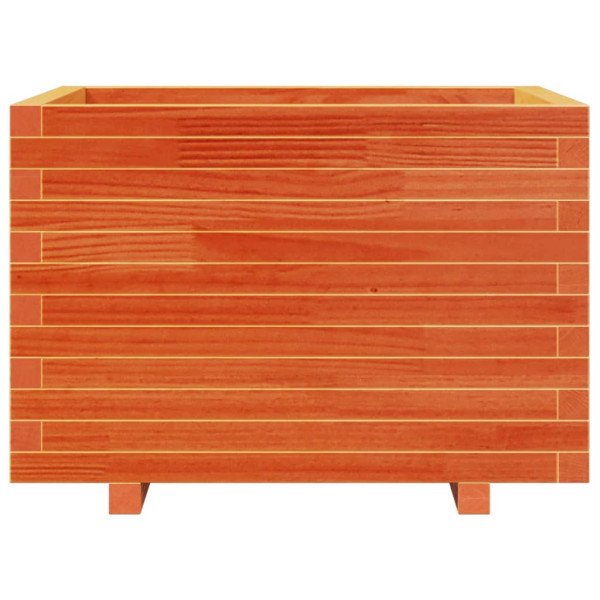 Jardinera madera maciza de pino marrón cera 70x70x49.5 cm M 5