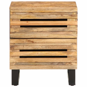 Mesita de noche de madera maciza de mango rugosa 40x33x46 cm H
