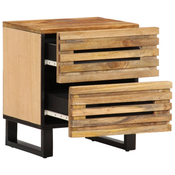 Mesita de noche de madera maciza de mango rugosa 40x33x46 cm M 3