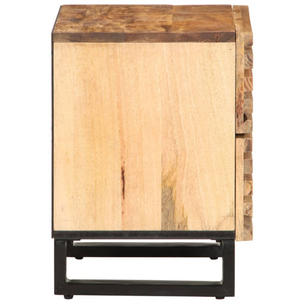 Mesita de noche de madera maciza de mango rugosa 40x33x46 cm M 4