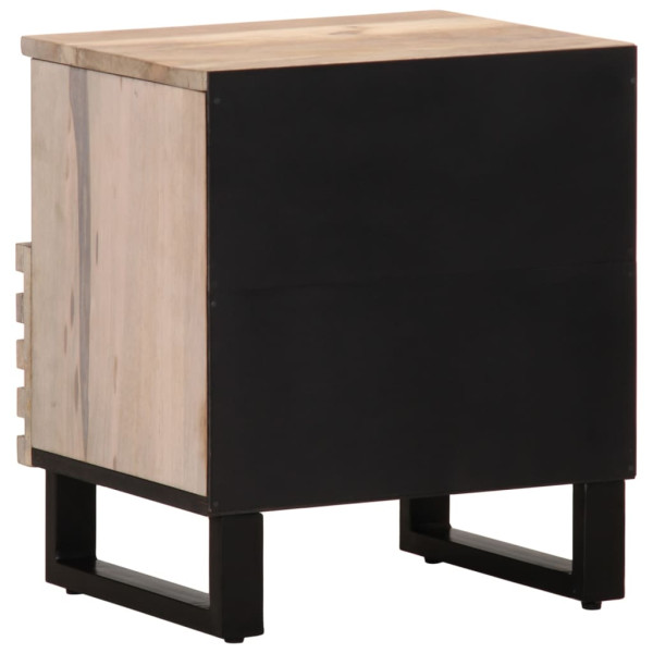 Mesita de noche madera maciza mango blanqueado 40x33x46 cm M 5