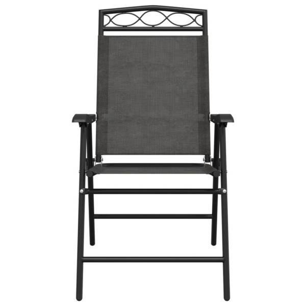 Cadeiras de jardim dobráveis 2 pcs aço/textilene cinza mesclado M 5