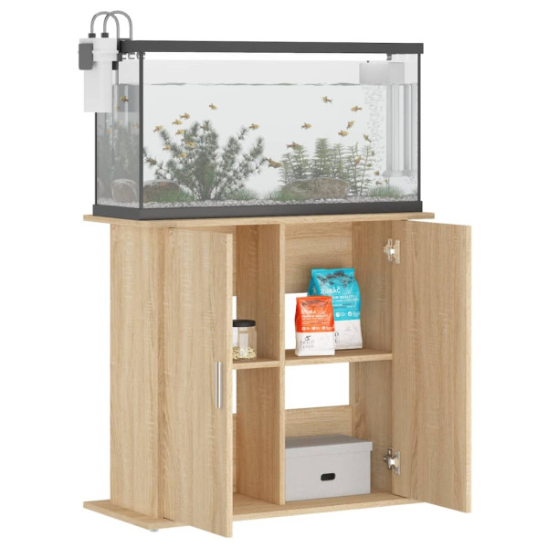 Soporte para acuario madera ingeniería roble Sonoma 81x36x73 cm M 4