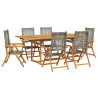 Set de comedor de jardín 7 pzas ratán PE madera acacia gris 2