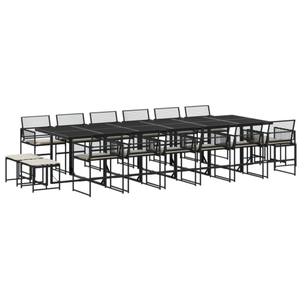 Set de muebles jardín 17 pzas con cojines ratán sintético negro M 2