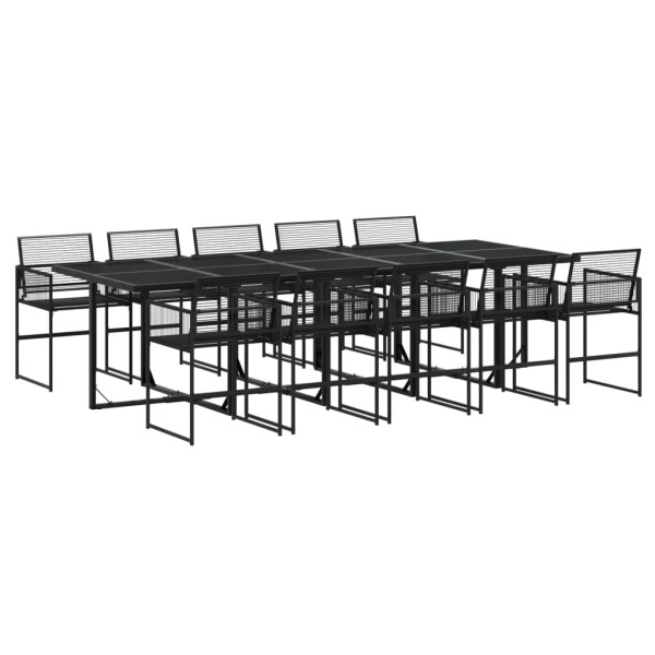 Set de comedor de jardín 11 pzas ratán sintético negro M 2