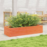 Jardinera de madera maciza de pino marrón cera 110x40x23 cm 3