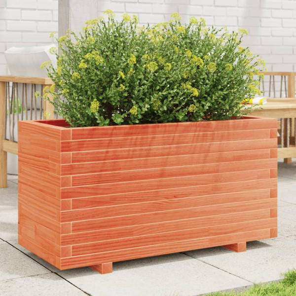 Jardinera madera maciza de pino marrón cera 90x40x49.5 cm D
