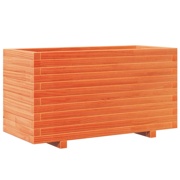 Jardinera madera maciza de pino marrón cera 90x40x49.5 cm M 2