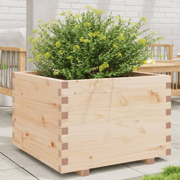 Jardinera de madera maciza de pino 70x70x49.5 cm D