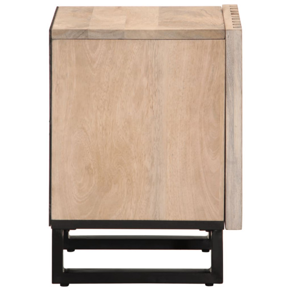 Mesita de noche madera maciza mango blanqueado 40x33x46 cm M 4