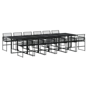 13 pcs conjunto de jantar p/jardim vime PE preto H