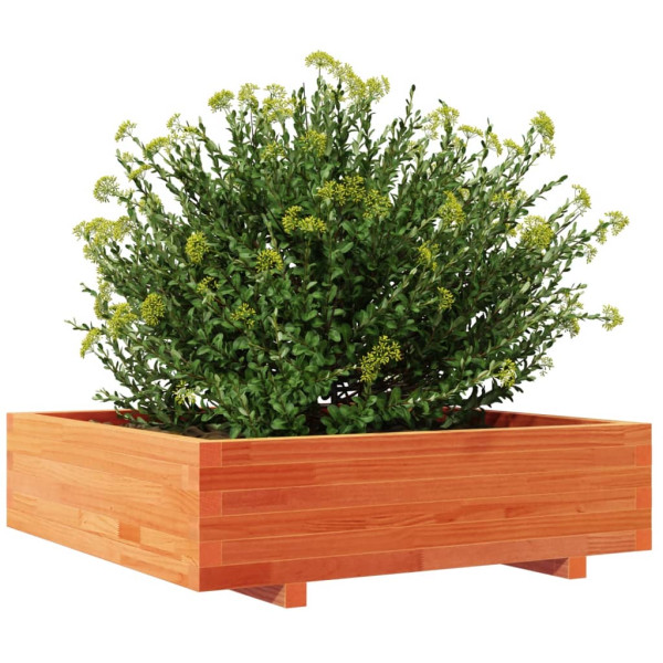 Jardinera de madera maciza de pino marrón cera 90x90x26.5 cm M 4