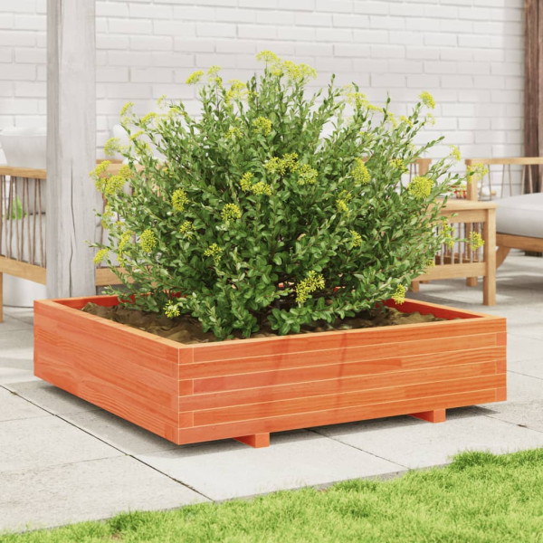 Jardinera de madera maciza de pino marrón cera 100x100x26.5 cm M 3