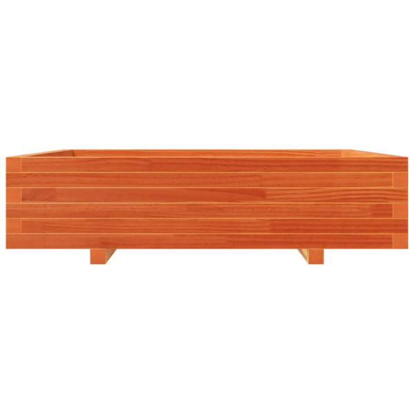 Jardinera de madera maciza de pino marrón cera 100x100x26.5 cm M 5