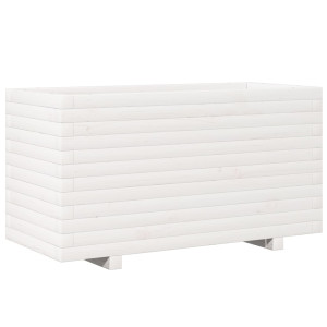 Jardinera madera maciza de pino blanco 90x40x49.5 cm H
